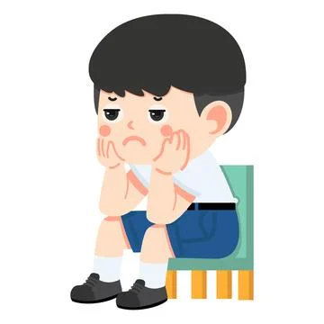 Boy student sitting with a bored expression Stock Illustration