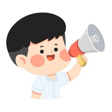 Boy Student Speaking Through Megaphone Illustration