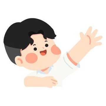 Boy Student Waving Hello With Friendly Smile Stock Illustration