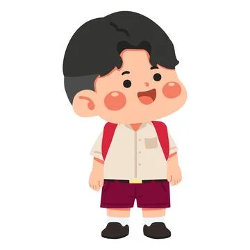 Boy Student Wearing School Uniform With Backpack Stock Illustration