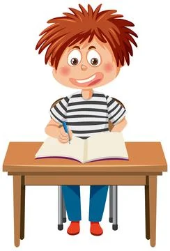 A boy study on the desk Illustrazione stock
