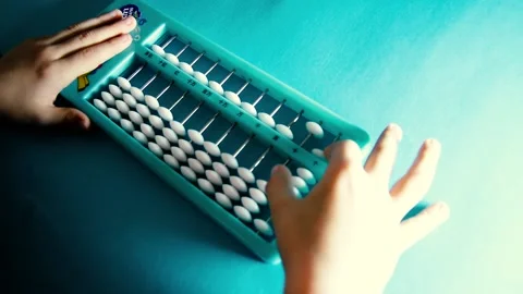 The Boy Is Studying The Accounts With The Help Of Abakus Soroban Stock Footage 160073137