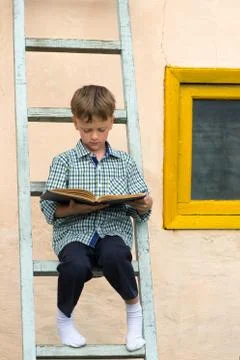 Boy studying book Stock Photos