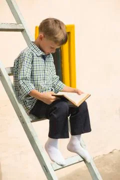 Boy studying book Stock Photos