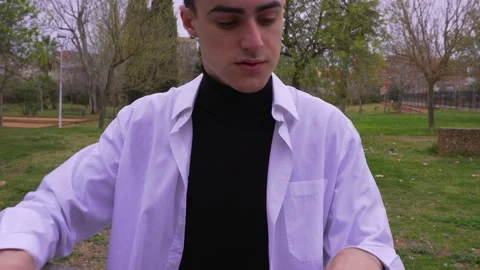 Boy studying on campus Stock Footage 171982606