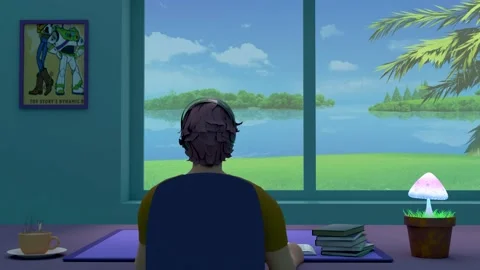 Boy Studying For Exams : Lofi Animation Stock Footage 229602244
