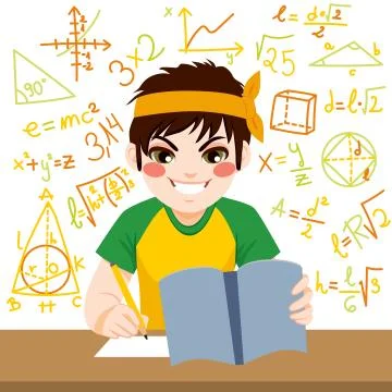 Boy Studying Hard Stock Illustration