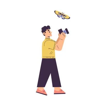 Boy Studying Insect Exploring Nature Take Photo of Butterfly Vector Illustration Stock Illustration