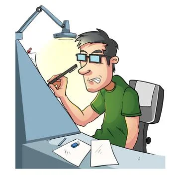 Boy studying seriously Illustrazione stock