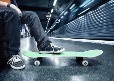 Boy at the subway Stock Photos