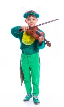 Boy in a suit of grasshopper Фото