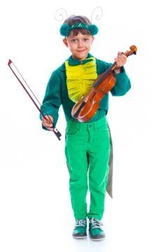 Boy in a suit of grasshopper Photos
