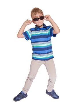 Boy in sunglasses. isolate on white background Stock Photos