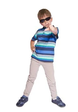 Boy in sunglasses. isolate on white background Stock Photos
