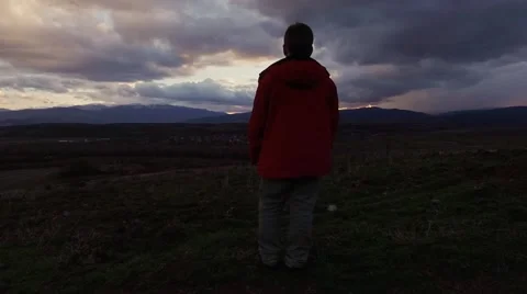 Boy at sunset Stock Footage 61429333