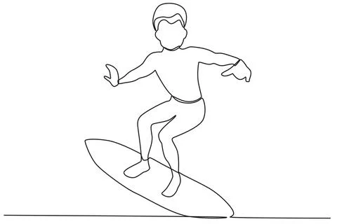 A boy surfing on the beach Stock Illustration