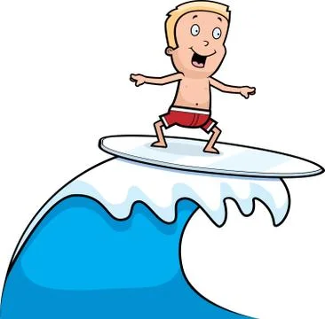 Boy Surfing Stock Illustration