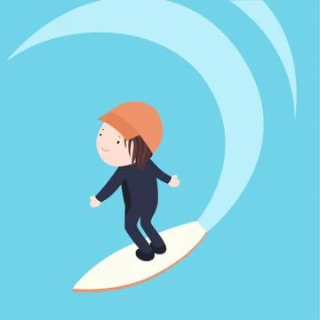 Boy Surfing Stock Illustration