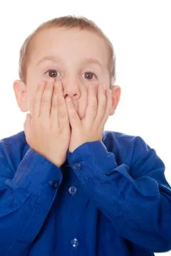 Boy with surprised or shocked expression Stock Photos