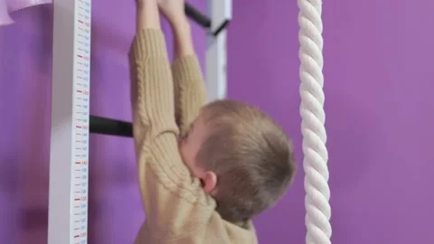 Boy on the swedish wall Stock Footage 196681931