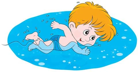 Boy swimming Stock Illustration