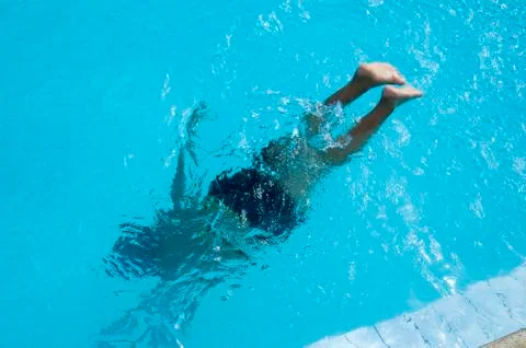 Boy swimming Foto stock