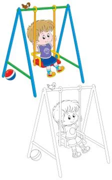 Boy on a swing Stock Illustration