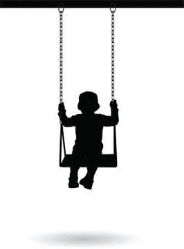 Boy swinging on a swing Stock Illustration