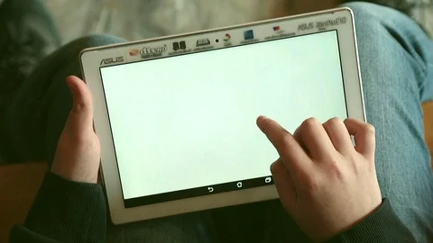 Boy with tablet and white screen Stock Footage 88459593
