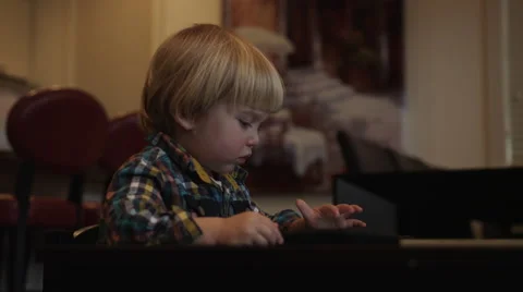 Boy Tablet Dragging - 1 Video stock 47130660