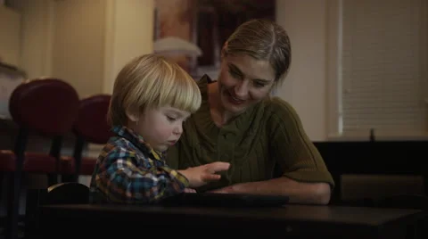 Boy Tablet Mom Nine Eggs 動画素材 47139961