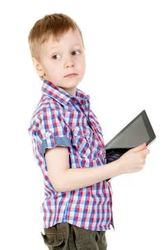 Boy with a tablet pc Stock Photos