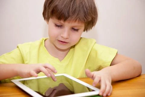 Boy with tablet Foto stock