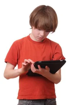 Boy with tablet Stock Photos