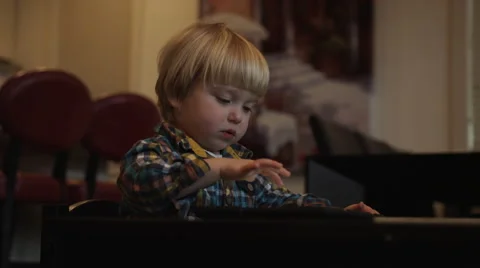 Boy Tablet Selecting Stock Footage 47138804