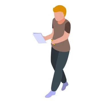 Boy take school test icon, isometric style Stock Illustration