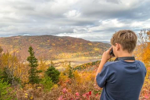 Boy taking photos Stock Photos
