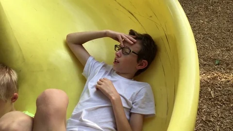 Boy Talking to Camera at Playground 動画素材 79112586