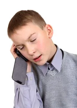 Boy talking on Cellphone Foto stock