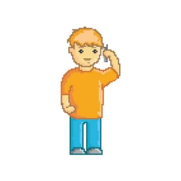 Boy Talking To His Phone Illustration