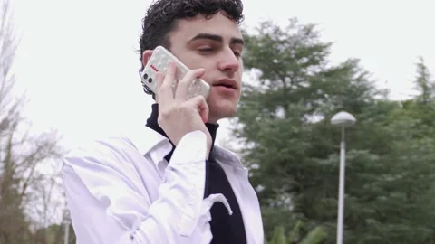 Boy talking for phone Stock Footage 171817437