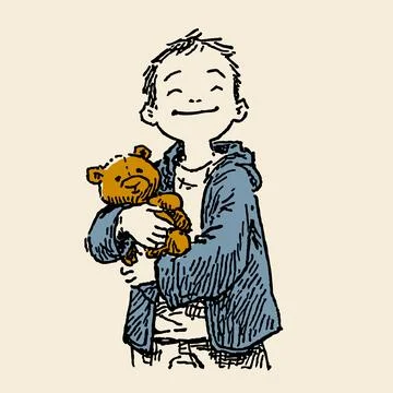Boy with teddy bear Stock Illustration