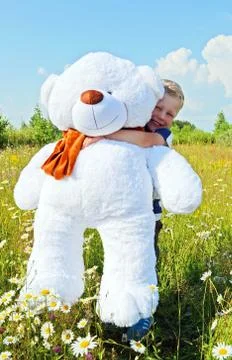 Boy with Teddy bear Foto stock