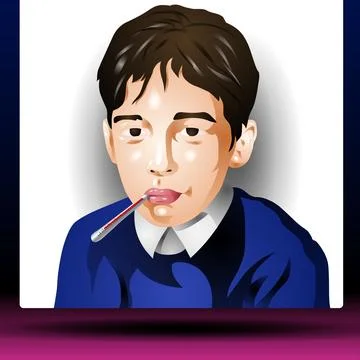 Boy with thermometer Stock Illustration
