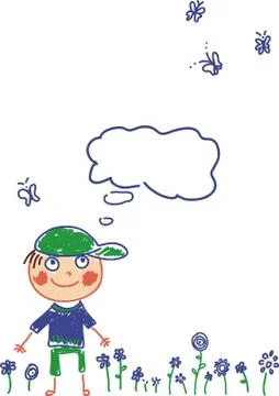 Boy-think Stock Illustration