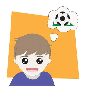 Boy is thinking about a ball .Vector Illustration. イラスト素材