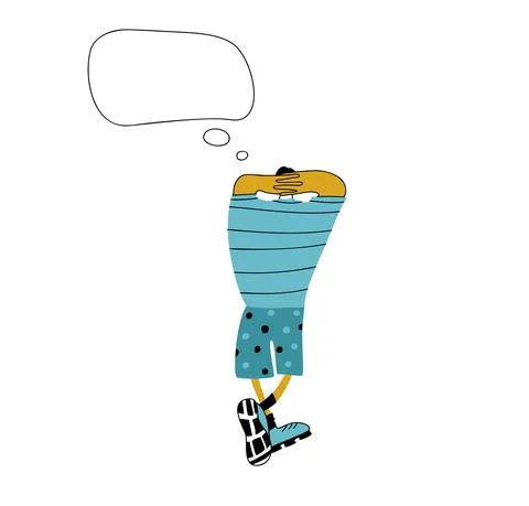 Boy is thinking about something, soap bubble with place for text. Hand drawing Illustrazione stock