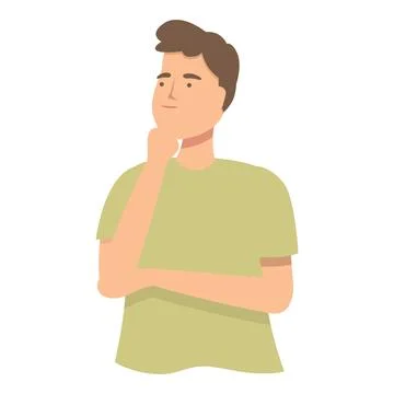 Boy thinking icon cartoon vector. Talk language Illustrazione stock