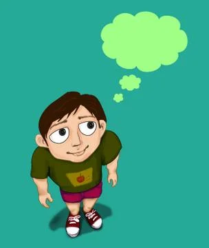 Boy thinking idea with bubble speech Stock Illustration