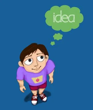 Boy thinking idea with bubble speech Stock-Illustration